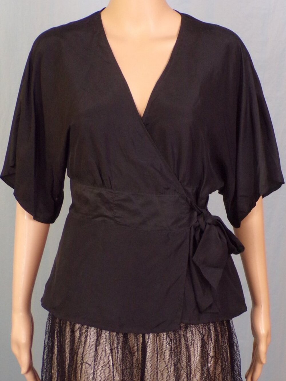 SILK! THE LIMITED size S black tunic top dolman sleeves 100% silk dry clean only